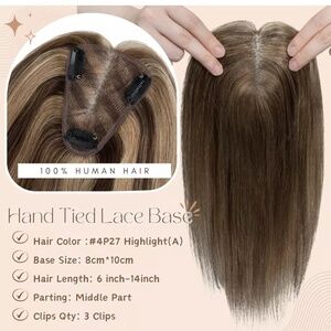 6”  Highlighted Human Hair Topper
